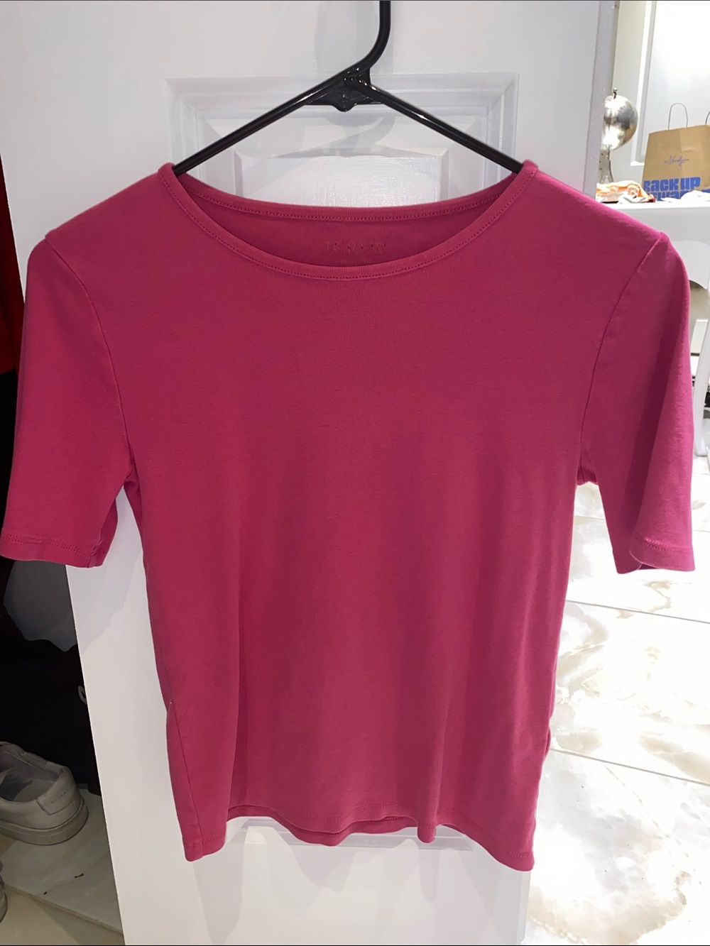 J. Crew Short Sleeve Crewneck Tee in Berry Pink